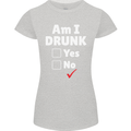 Am I Drunk Funny Beer Alcohol Wine Cider Guinness Womens Petite Cut T-Shirt Sports Grey