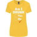 Am I Drunk Funny Beer Alcohol Wine Cider Guinness Womens Wider Cut T-Shirt Yellow