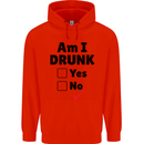 Am I Drunk Funny Beer Alcohol Wine Guiness Mens 80% Cotton Hoodie Bright Red