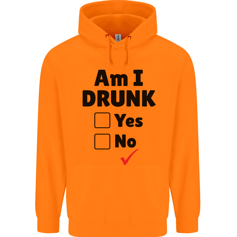 Am I Drunk Funny Beer Alcohol Wine Guiness Mens 80% Cotton Hoodie Orange