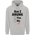 Am I Drunk Funny Beer Alcohol Wine Guiness Mens 80% Cotton Hoodie Sports Grey