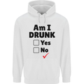 Am I Drunk Funny Beer Alcohol Wine Guiness Mens 80% Cotton Hoodie White