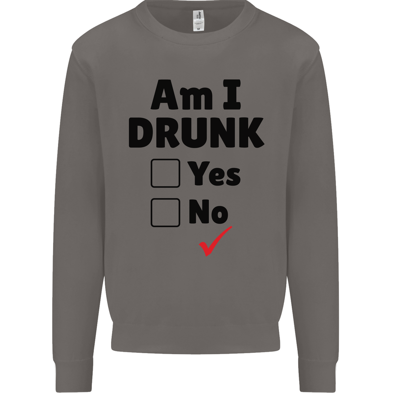 Am I Drunk Funny Beer Alcohol Wine Guiness Mens Sweatshirt Jumper Charcoal