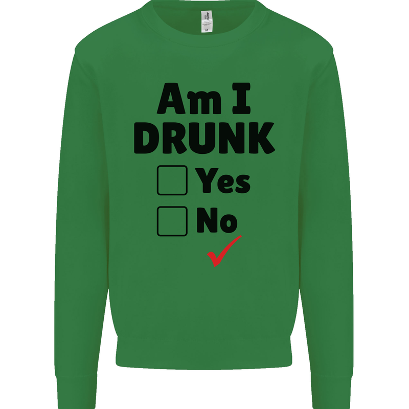 Am I Drunk Funny Beer Alcohol Wine Guiness Mens Sweatshirt Jumper Irish Green