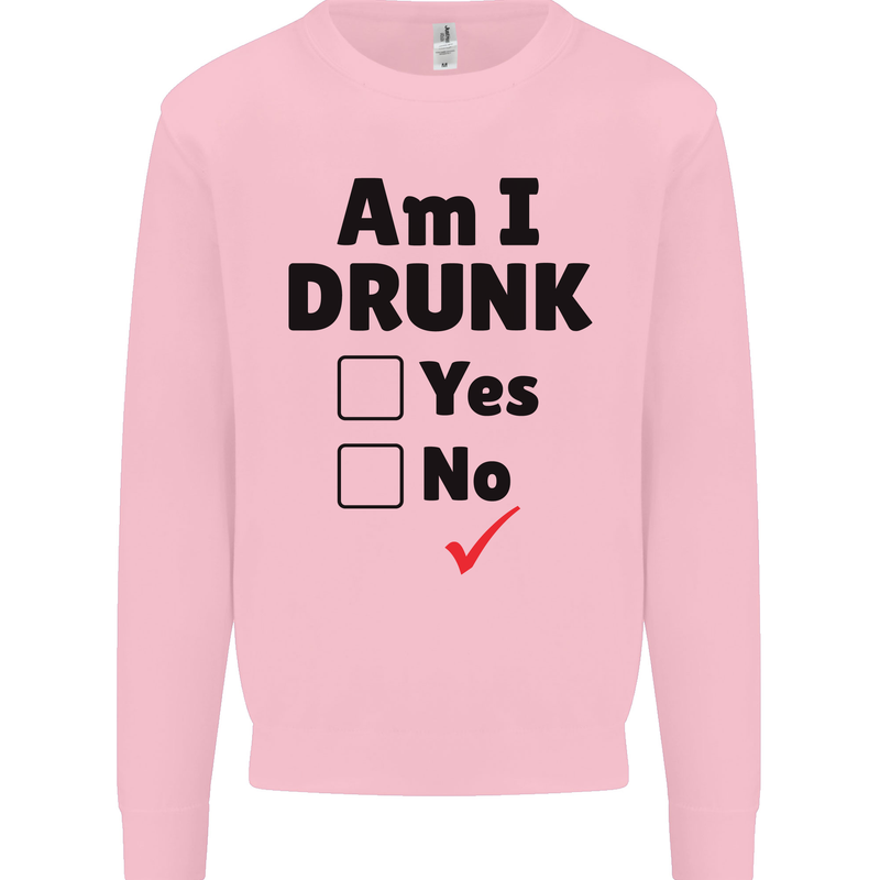 Am I Drunk Funny Beer Alcohol Wine Guiness Mens Sweatshirt Jumper Light Pink