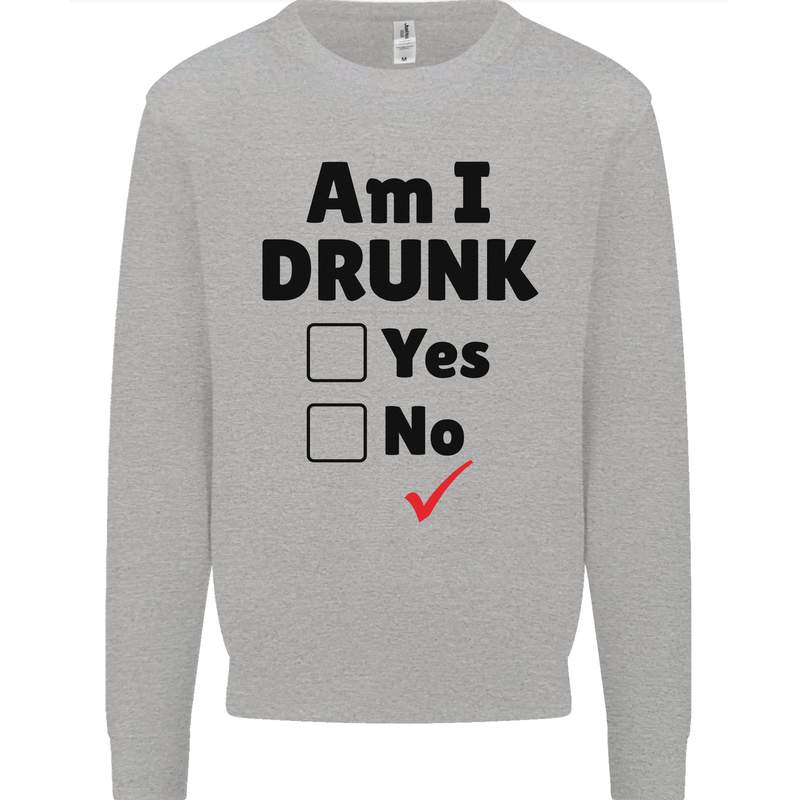 Am I Drunk Funny Beer Alcohol Wine Guiness Mens Sweatshirt Jumper Sports Grey