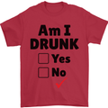 Am I Drunk Funny Beer Alcohol Wine Guiness Mens T-Shirt 100% Cotton Red
