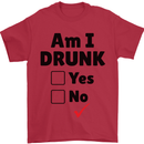 Am I Drunk Funny Beer Alcohol Wine Guiness Mens T-Shirt 100% Cotton Red