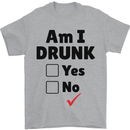 Am I Drunk Funny Beer Alcohol Wine Guiness Mens T-Shirt 100% Cotton Sports Grey