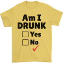 Am I Drunk Funny Beer Alcohol Wine Guiness Mens T-Shirt 100% Cotton Yellow