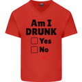 Am I Drunk Funny Beer Alcohol Wine Guiness Mens V-Neck Cotton T-Shirt Red