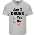 Am I Drunk Funny Beer Alcohol Wine Guiness Mens V-Neck Cotton T-Shirt Sports Grey