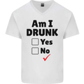 Am I Drunk Funny Beer Alcohol Wine Guiness Mens V-Neck Cotton T-Shirt White