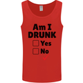 Am I Drunk Funny Beer Alcohol Wine Guiness Mens Vest Tank Top Red