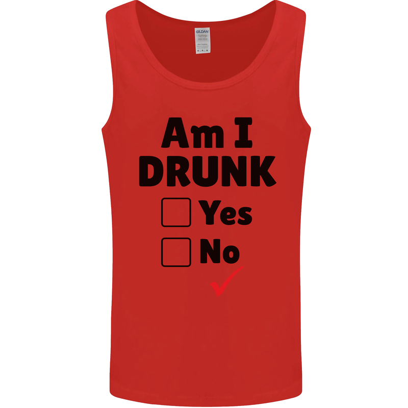 Am I Drunk Funny Beer Alcohol Wine Guiness Mens Vest Tank Top Red