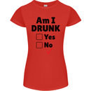 Am I Drunk Funny Beer Alcohol Wine Guiness Womens Petite Cut T-Shirt Red