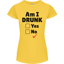 Am I Drunk Funny Beer Alcohol Wine Guiness Womens Petite Cut T-Shirt Yellow