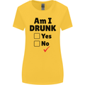 Am I Drunk Funny Beer Alcohol Wine Guiness Womens Wider Cut T-Shirt Yellow