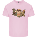 American Animals USA Eagle Buffalo Fish Wolf Kids T-Shirt Childrens Light Pink
