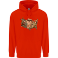 American Animals USA Eagle Buffalo Fish Wolf Mens 80% Cotton Hoodie Bright Red