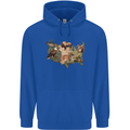 American Animals USA Eagle Buffalo Fish Wolf Mens 80% Cotton Hoodie Royal Blue