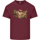 American Animals USA Eagle Buffalo Fish Wolf Mens Cotton T-Shirt Tee Top Maroon