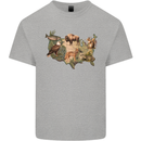 American Animals USA Eagle Buffalo Fish Wolf Mens Cotton T-Shirt Tee Top Sports Grey