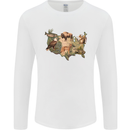 American Animals USA Eagle Buffalo Fish Wolf Mens Long Sleeve T-Shirt White