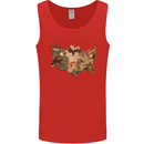 American Animals USA Eagle Buffalo Fish Wolf Mens Vest Tank Top Red