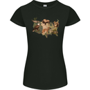 American Animals USA Eagle Buffalo Fish Wolf Womens Petite Cut T-Shirt Black