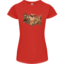 American Animals USA Eagle Buffalo Fish Wolf Womens Petite Cut T-Shirt Red