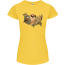 American Animals USA Eagle Buffalo Fish Wolf Womens Petite Cut T-Shirt Yellow