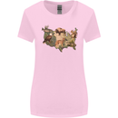 American Animals USA Eagle Buffalo Fish Wolf Womens Wider Cut T-Shirt Light Pink