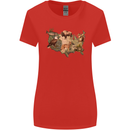 American Animals USA Eagle Buffalo Fish Wolf Womens Wider Cut T-Shirt Red