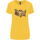 American Animals USA Eagle Buffalo Fish Wolf Womens Wider Cut T-Shirt Yellow