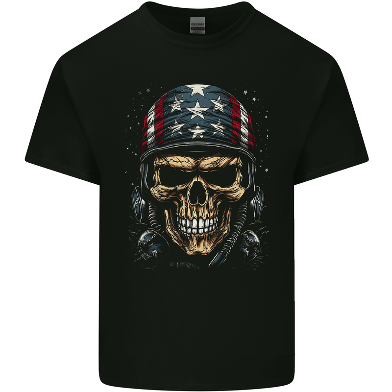 American Bandana Skull USA Biker Mens Cotton T-Shirt Tee Top Black