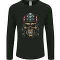 American Bandana Skull USA Biker Mens Long Sleeve T-Shirt Black