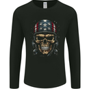 American Bandana Skull USA Biker Mens Long Sleeve T-Shirt Black