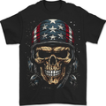 American Bandana Skull USA Biker Mens T-Shirt 100% Cotton BLACK