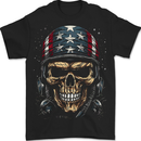 American Bandana Skull USA Biker Mens T-Shirt 100% Cotton BLACK