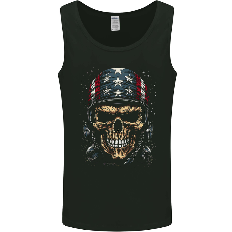 American Bandana Skull USA Biker Mens Vest Tank Top Black