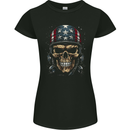 American Bandana Skull USA Biker Womens Petite Cut T-Shirt Black