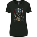 American Bandana Skull USA Biker Womens Wider Cut T-Shirt Black