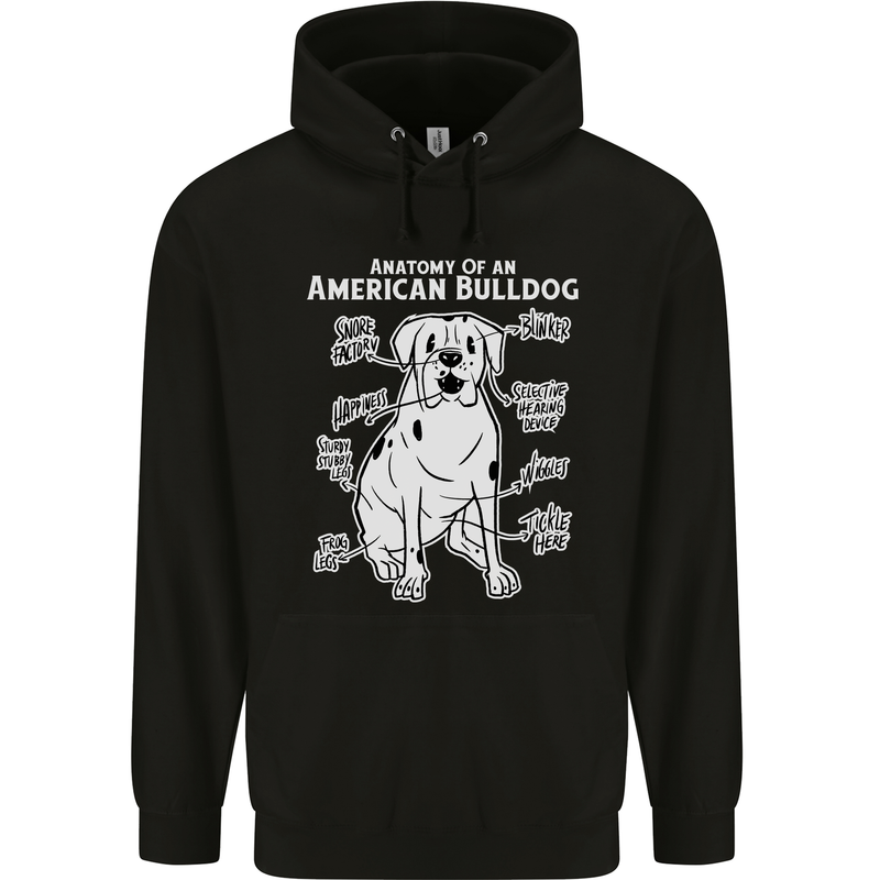 American Bulldog Anatomy Funny Dog Childrens Kids Hoodie Black