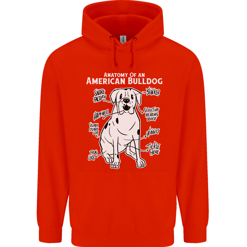 American Bulldog Anatomy Funny Dog Childrens Kids Hoodie Bright Red