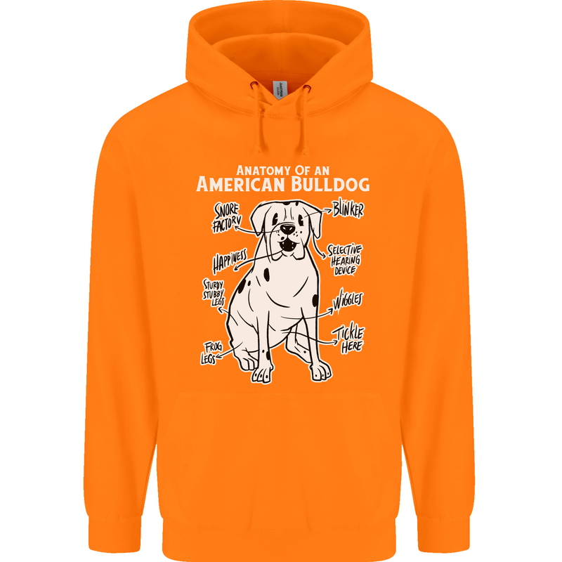 American Bulldog Anatomy Funny Dog Childrens Kids Hoodie Orange