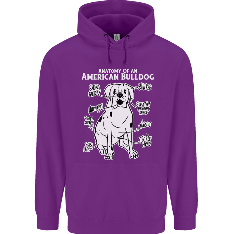 American Bulldog Anatomy Funny Dog Childrens Kids Hoodie Purple