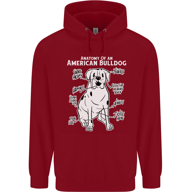 American Bulldog Anatomy Funny Dog Childrens Kids Hoodie Red