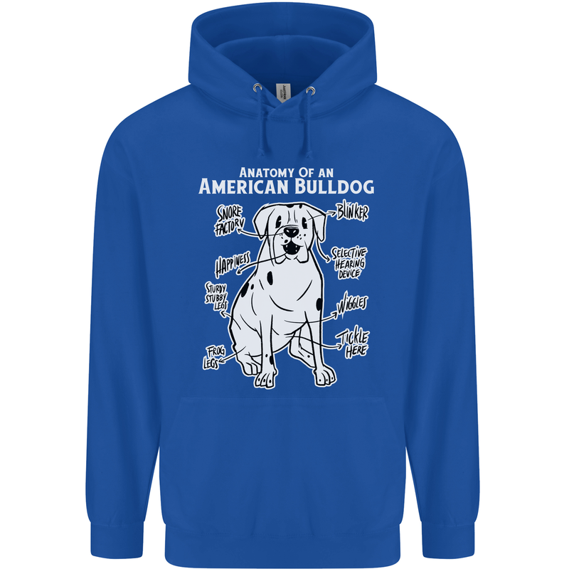 American Bulldog Anatomy Funny Dog Childrens Kids Hoodie Royal Blue