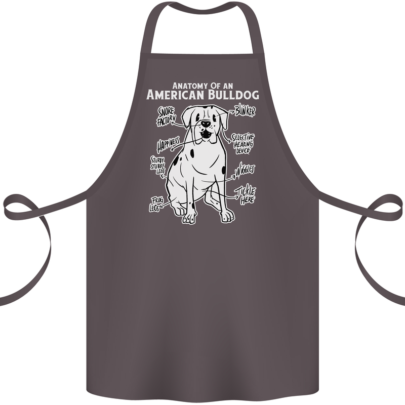 American Bulldog Anatomy Funny Dog Cotton Apron 100% Organic Dark Grey